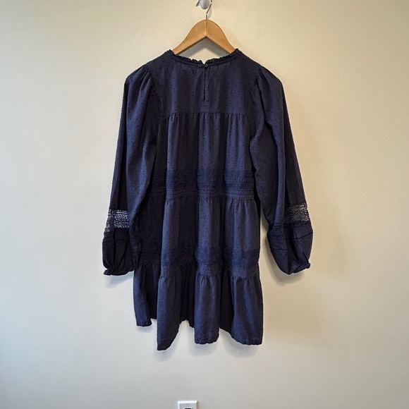 Old Navy Women’s Medium Navy Blue Sundress Elastic Long Sleeves above knee beach - Picture 2 of 9